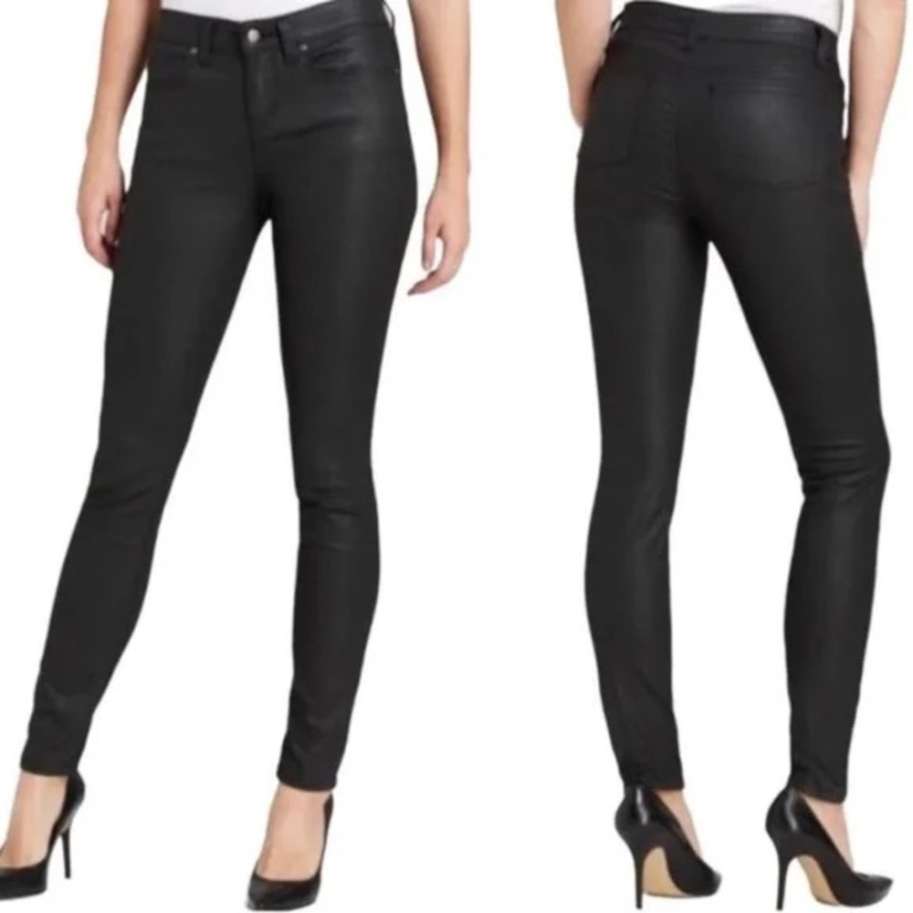 Eileen Fisher Waxed Denim Black Skinny Jeans